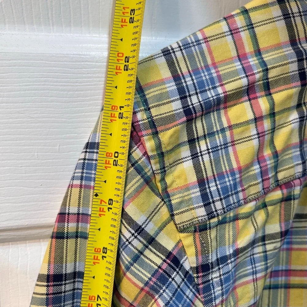 Ralph Lauren Button Front Shirt Youth Sz 14 Yellow Plaid Boys Long Sleeve Preppy